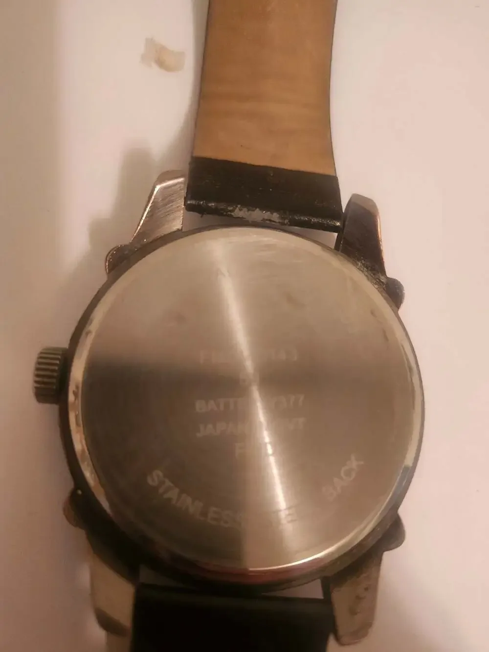 Mossimo Jumbo Analog Men's Watch FMDMO143 Black Dial Perforated Leather Strap